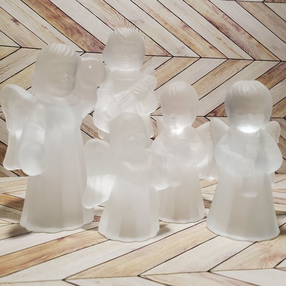5 piece frosted crystal Singing Angels candle holders by Royal Gallery - Picture 1 of 5